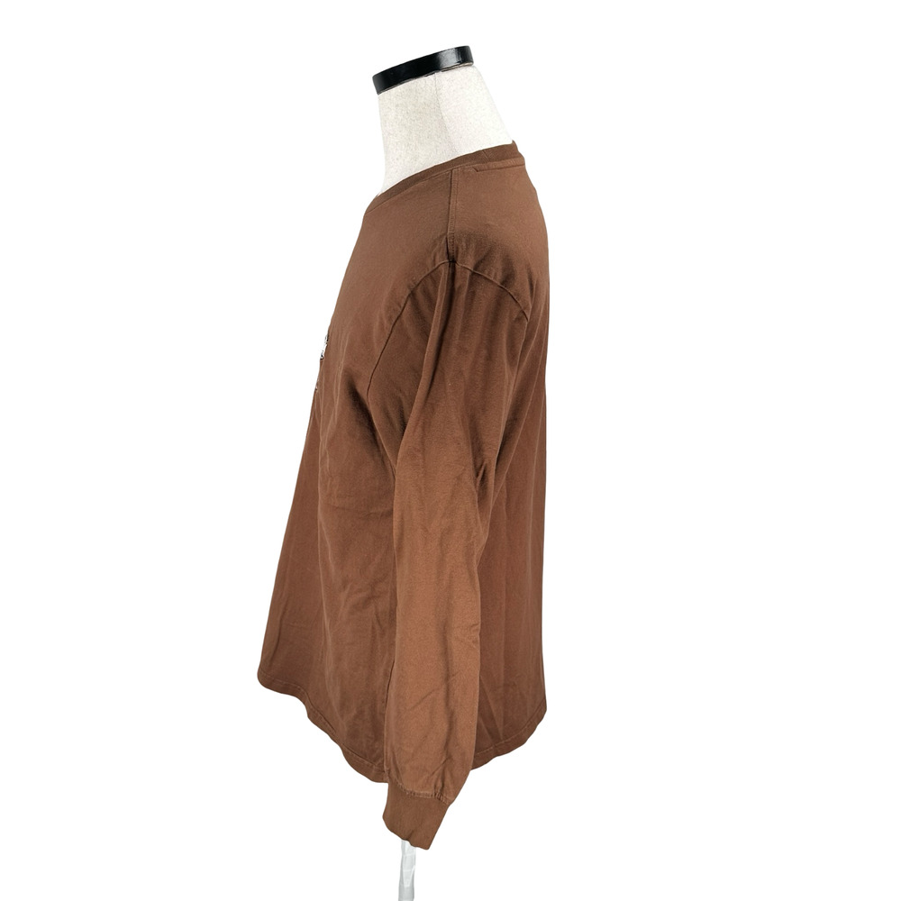 Supreme Karate T-Shirt Mens Medium Brown Cotton Embroidered Long Sleeve Pullover - Picture 3 of 10